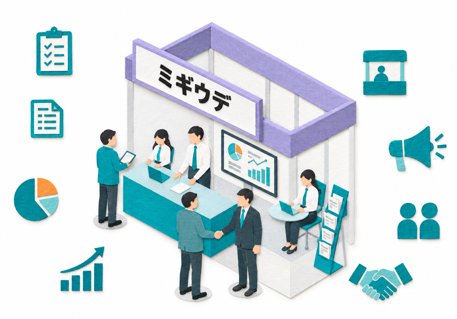 展示会担当者のミギウデの営業支援イメージ